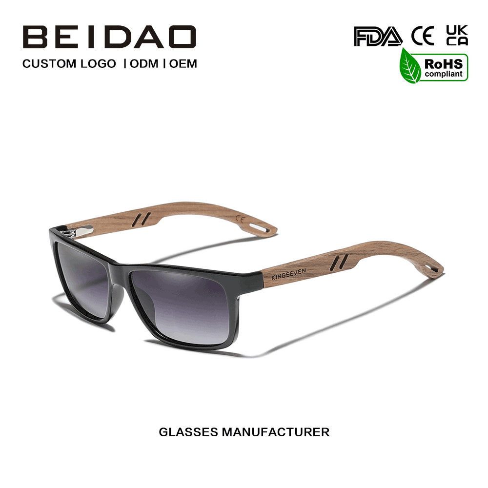 အမျိုးသား အမျိုးသမီးများအတွက် ဂန္တဝင် Black Walnut TR90 ဘောင်နေကာမျက်မှန်