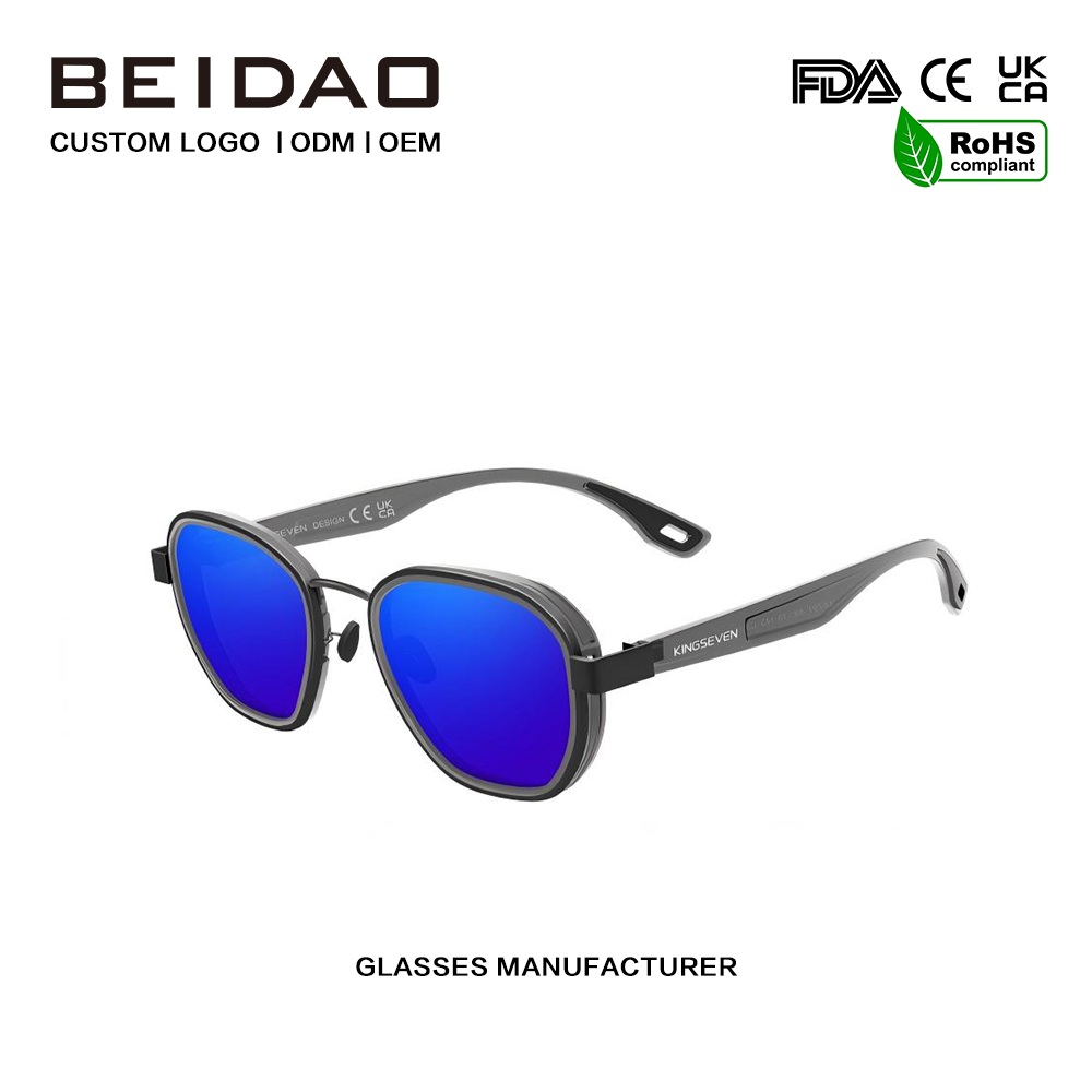 Dark Blue Classic Reflective Aluminum Polarized နေကာမျက်မှန်များ