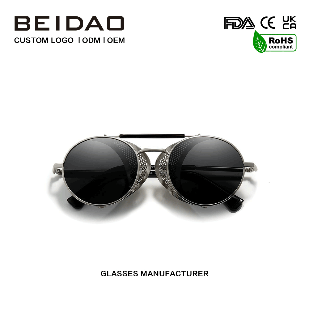 Designer UV400 ကာကွယ်မှု Round Alloy Frame ဖြတ်ကျော်မျက်မှန်