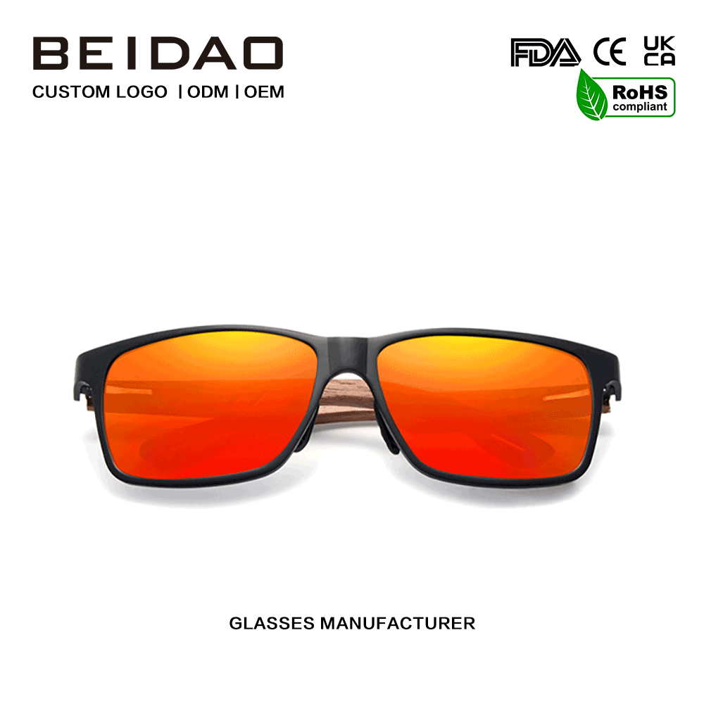 Designer Wooden Handmade Polarized Anti-Radiation နေကာမျက်မှန်