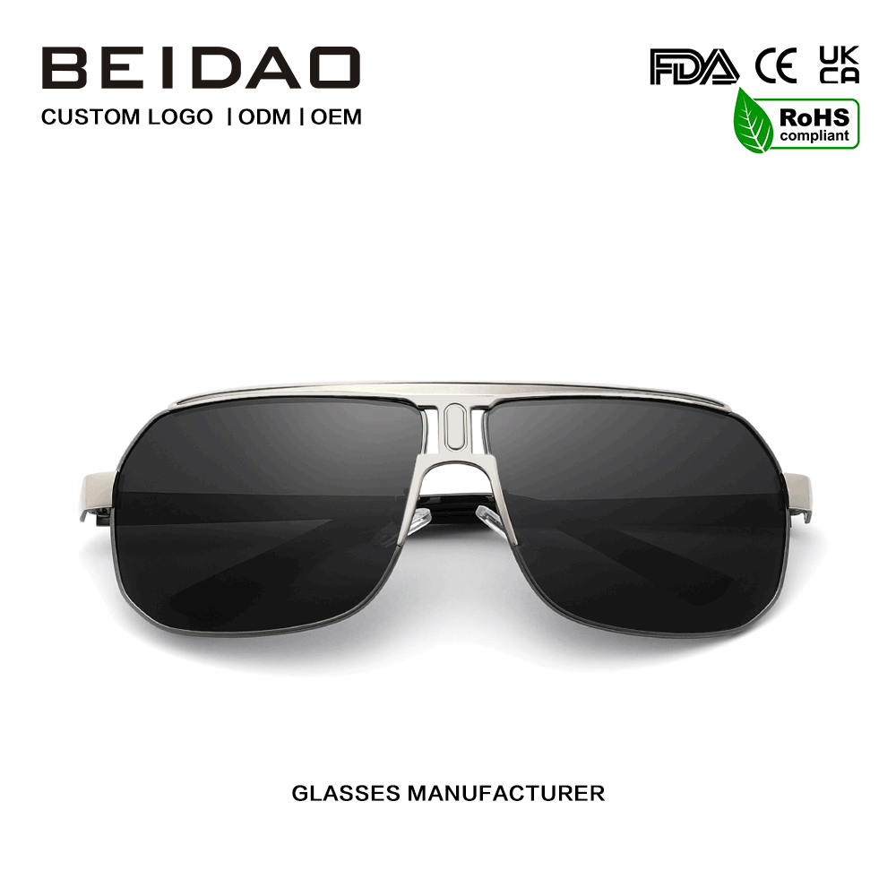 ဖက်ရှင် Big Alloy Frame UV400 Protection နေကာမျက်မှန်