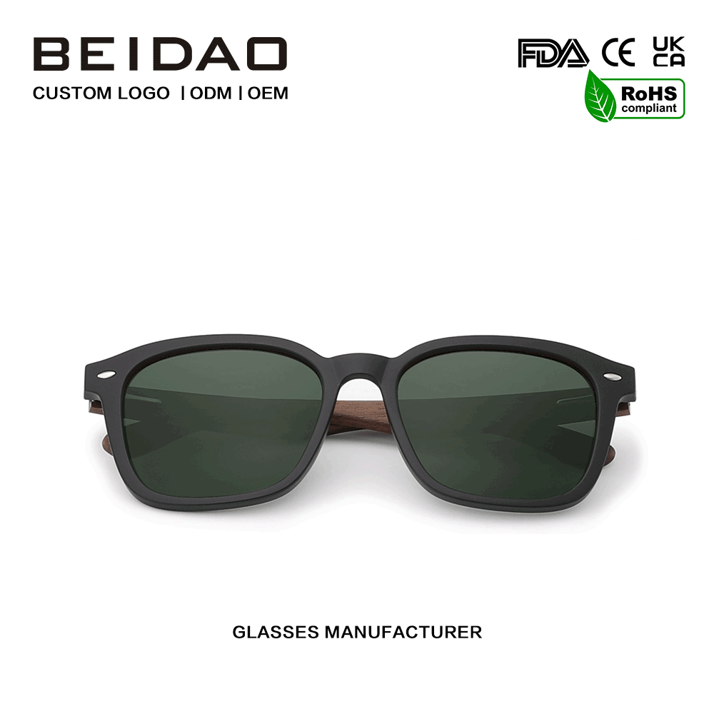 ဖက်ရှင် Wlanut Wooden TR90 Frame Polarized နေကာမျက်မှန်
