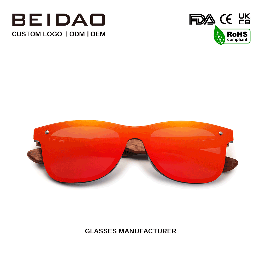 Unisex Original Bubinga Wood Red Polarized နေကာမျက်မှန်များအတွက်