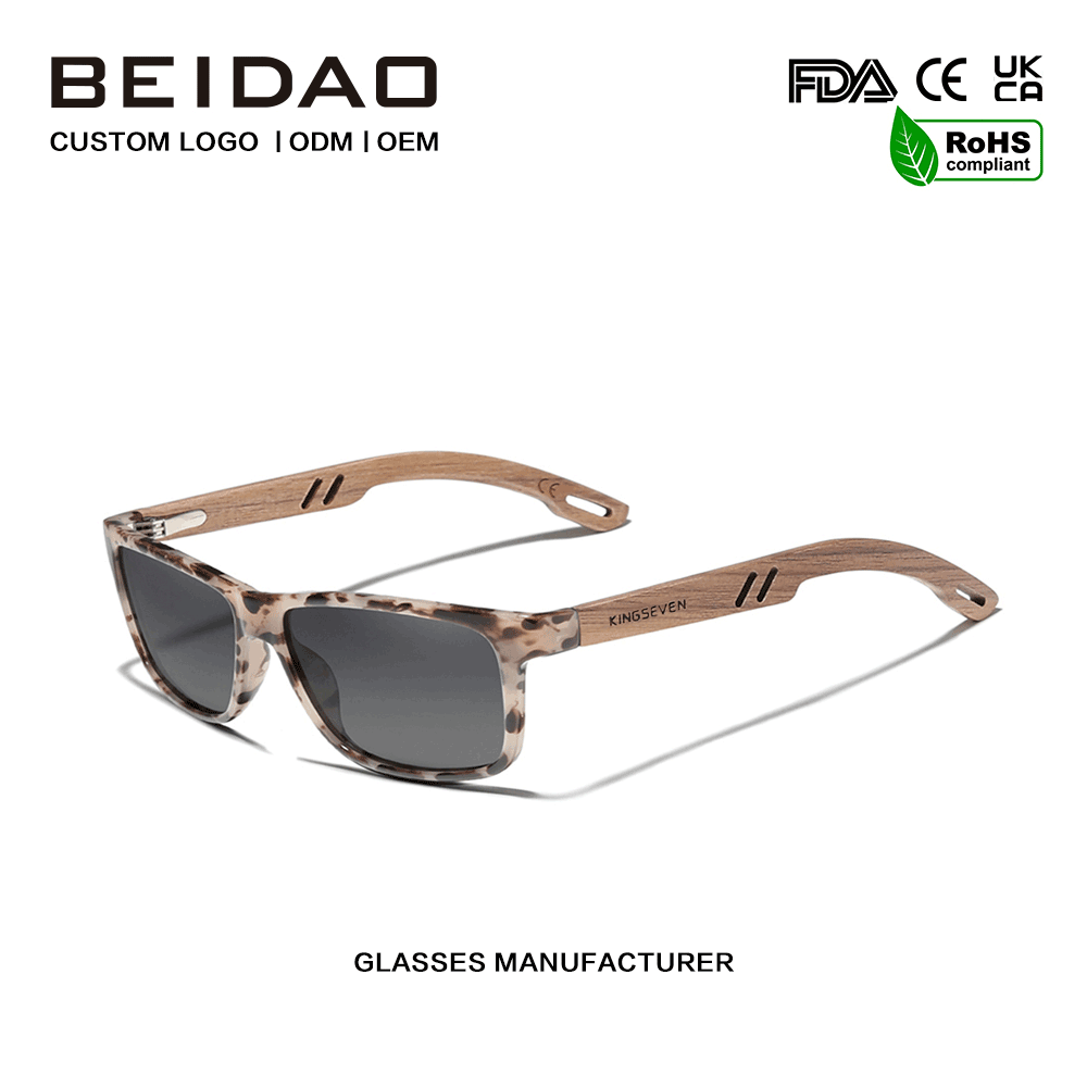 လက်လုပ် Walnut Frame Anti-Radiation Gradient နေကာမျက်မှန်