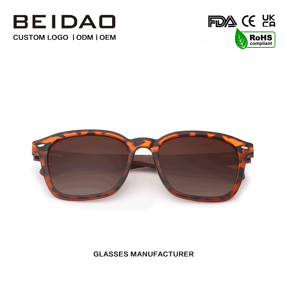 အရည်အသွေးမြင့် Wlanut Wooden TR90 Frame Polarized နေကာမျက်မှန်