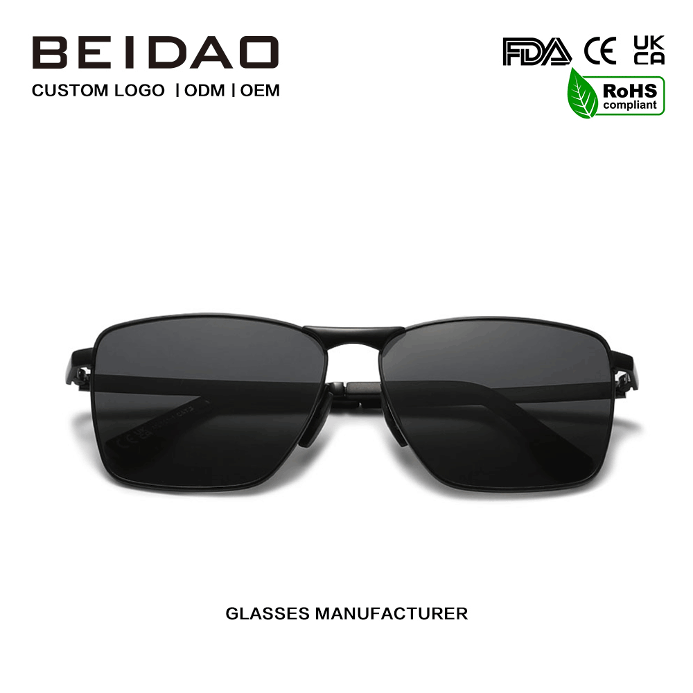 Luxury Alloy Square UV400 Polarization နေကာမျက်မှန်များ