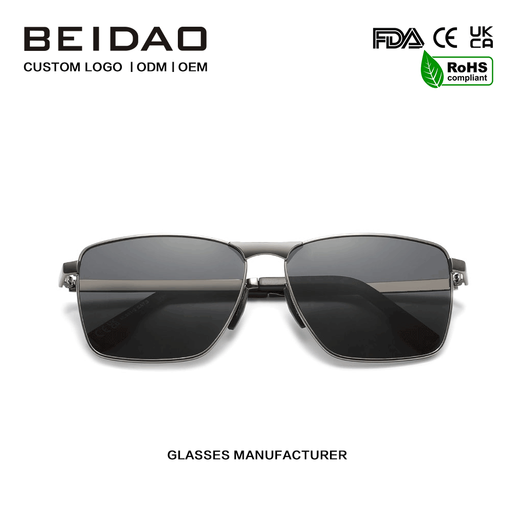 Luxury Alloy Square UV400 Polarization TAC Lenses နေကာမျက်မှန်
