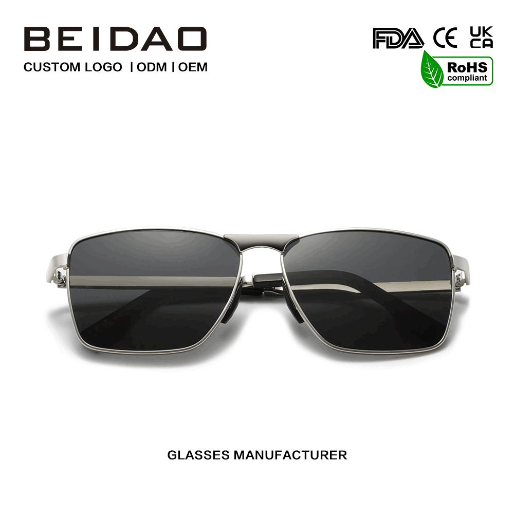 Luxury Alloy Square UV400 TAC Lenses နေကာမျက်မှန်များ မောင်းနှင်ခြင်း။