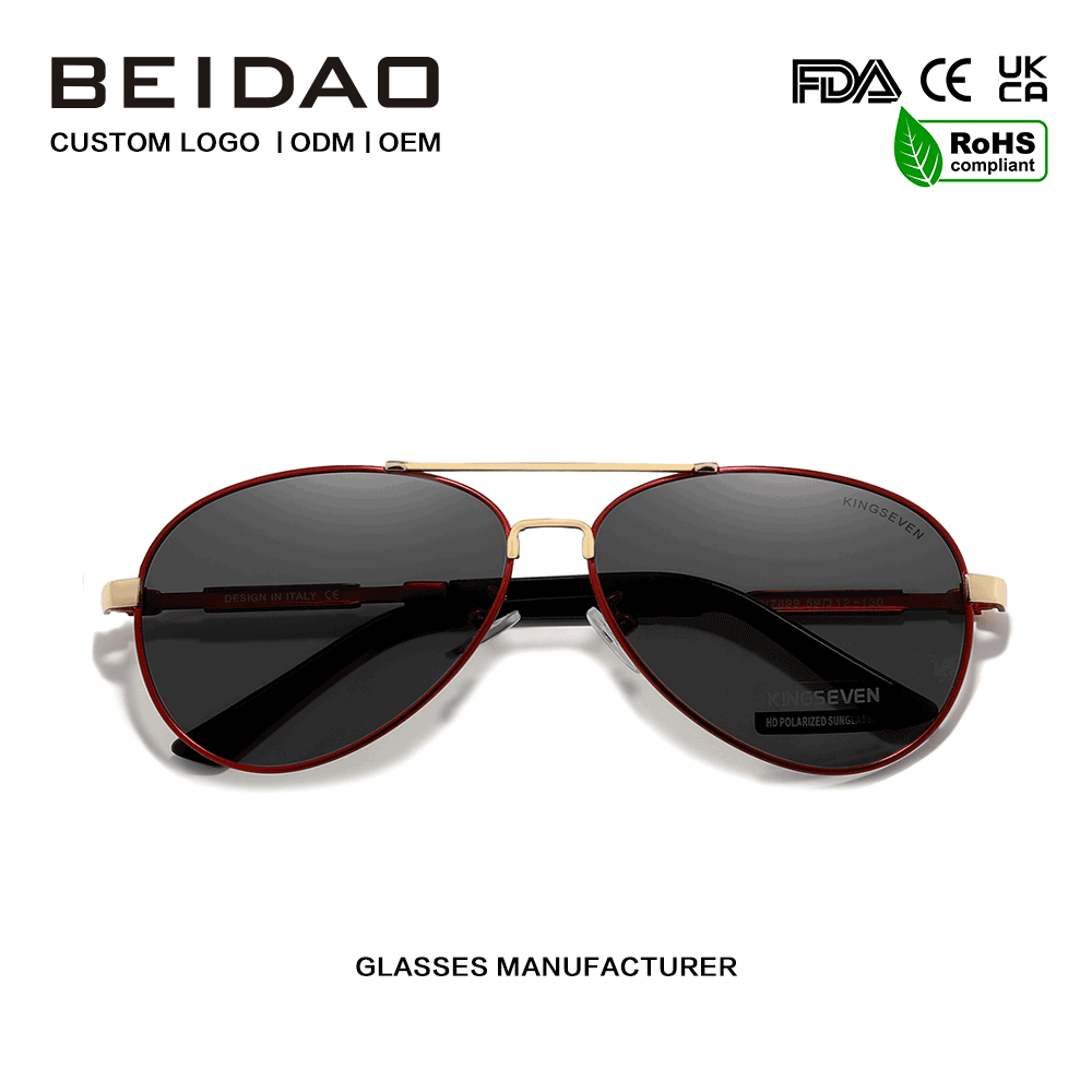 UV400 ကာကွယ်မှုပါရှိသော အလူမီနီယမ်အပြည့် အနားသားနေကာမျက်မှန်များ