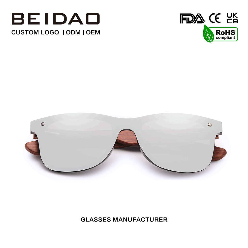 ခေတ်မီ မူရင်း Bubinga Wood Silver Polarized နေကာမျက်မှန်