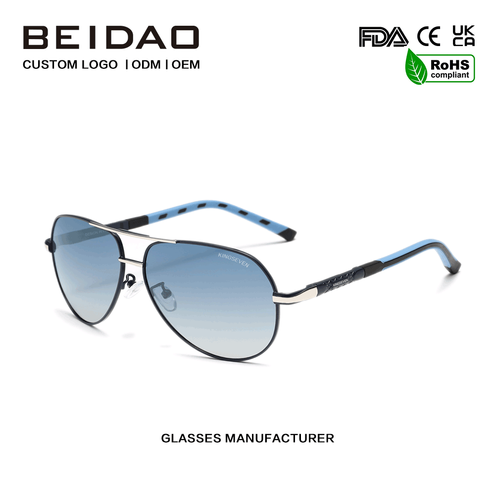 အသစ်သော Designer Gradient Alloy Frame UV400 ဖက်ရှင်နေကာမျက်မှန်များ