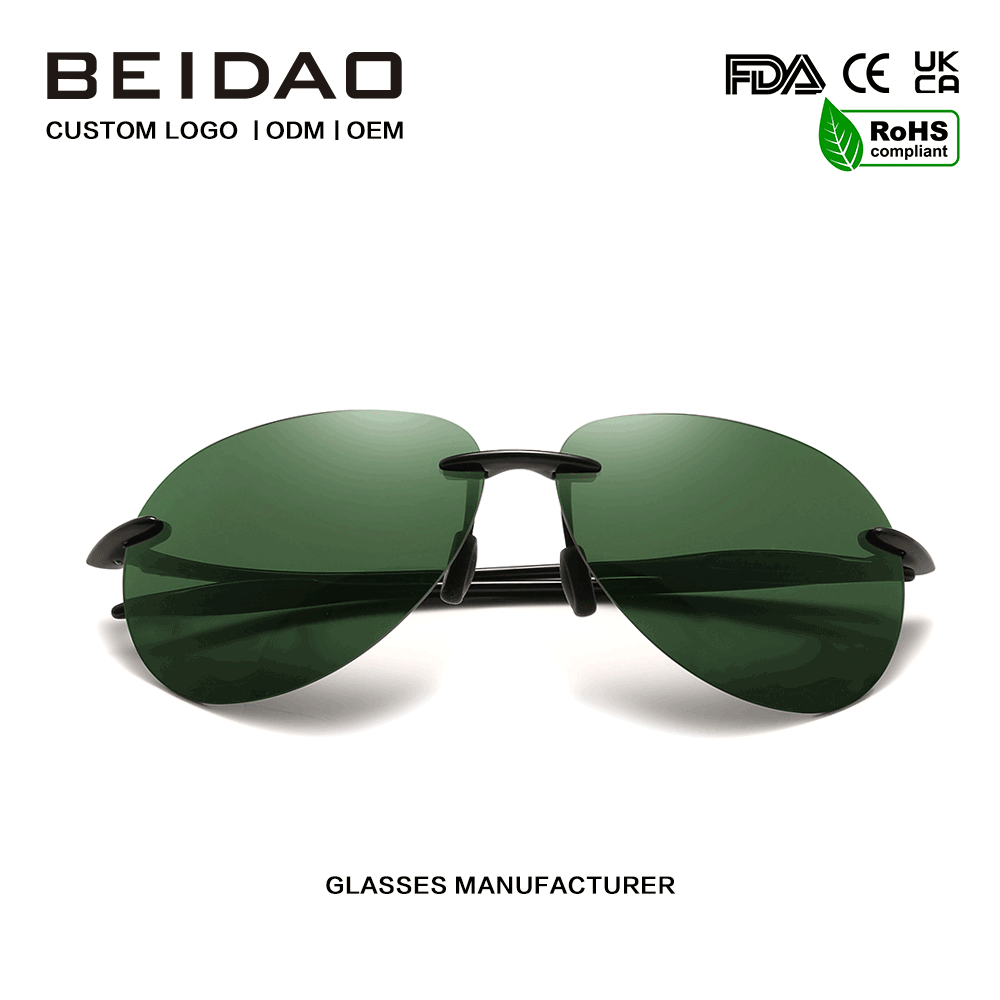 Designer Ultralight TR90 Frameless Green Lens နေကာမျက်မှန်အသစ်