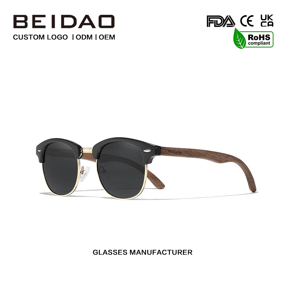 ယောက်ျား Polarized Walnut သစ်သားနေကာမျက်မှန်အသစ်