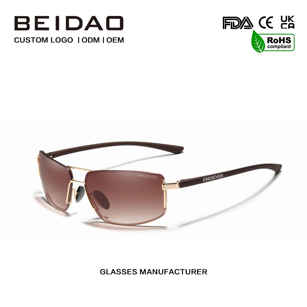 Unisex Vintage Square Aluminum Polarized နေကာမျက်မှန်များ