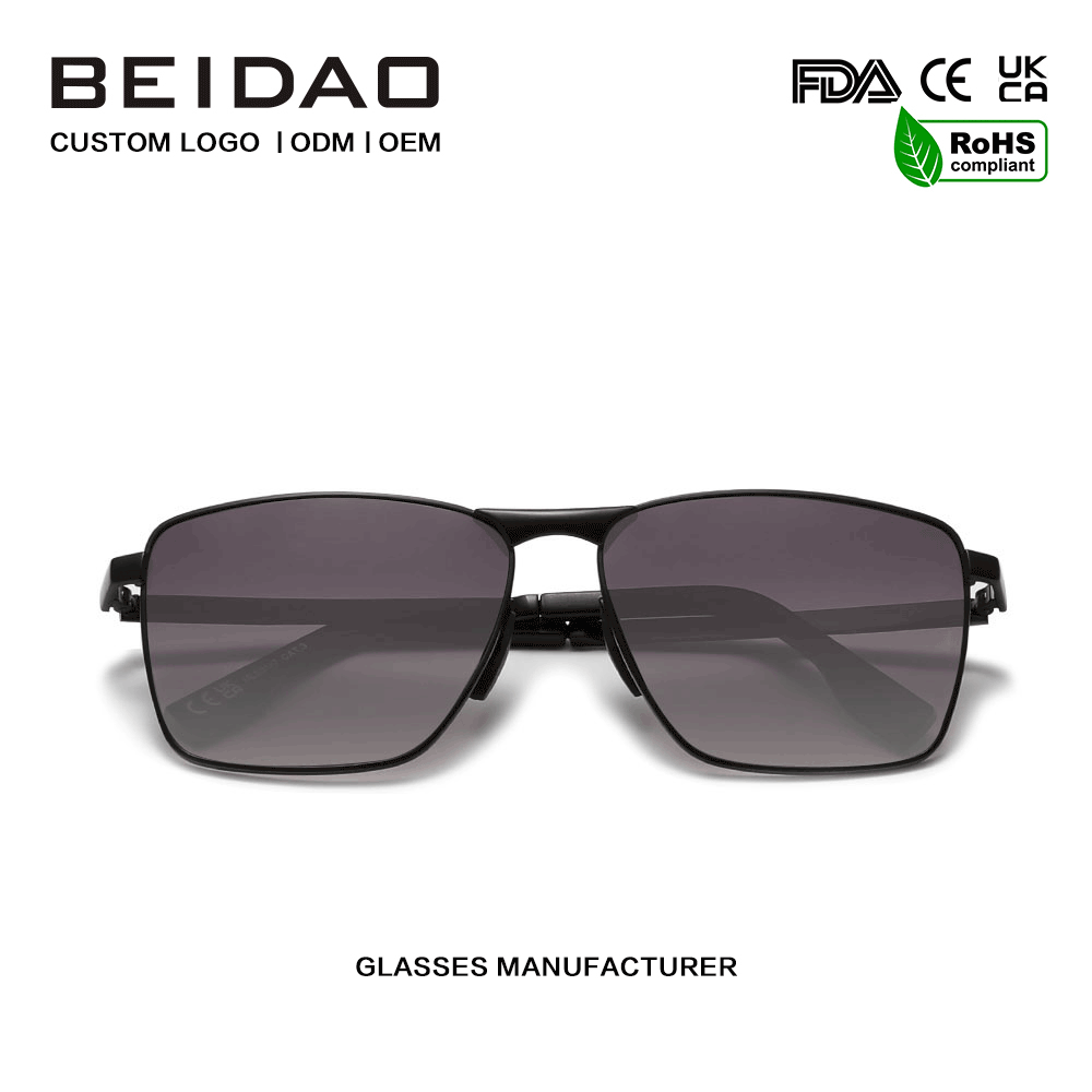 ခေတ်ဟောင်း Gradient မီးခိုးရောင် Rectangular UV400 ကာကွယ်သည့် နေကာမျက်မှန်များ