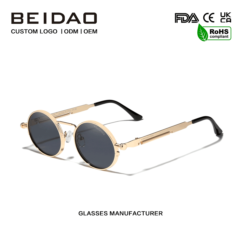 ခေတ်ဟောင်း Steampunk Polarized ခေတ်ဟောင်းသတ္တုနေကာမျက်မှန်များ